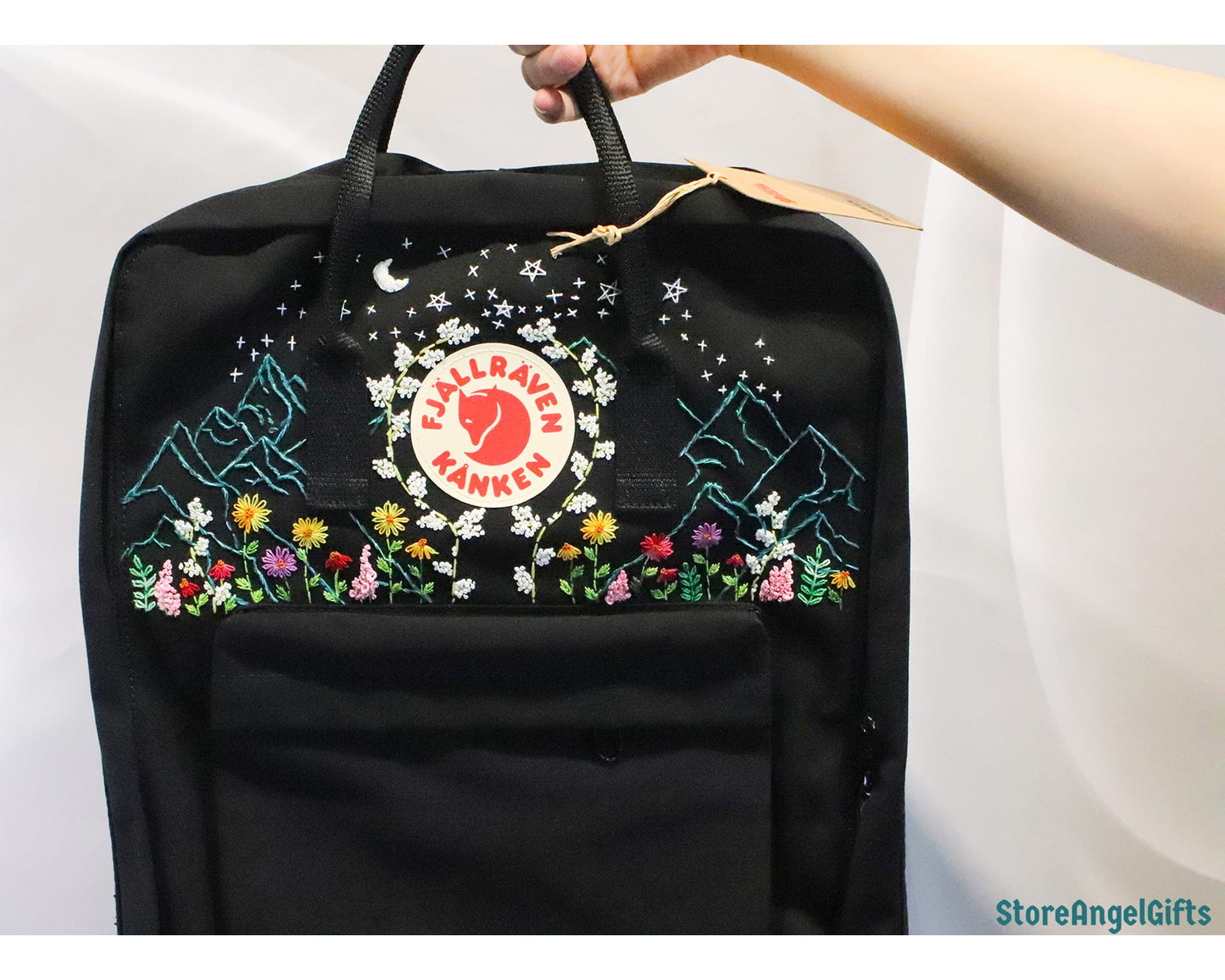 Fjallraven Kanken Backpack – Starry Night & Flower Forest Design - Personalized Embroidered Backpack - Custom Bag for Women