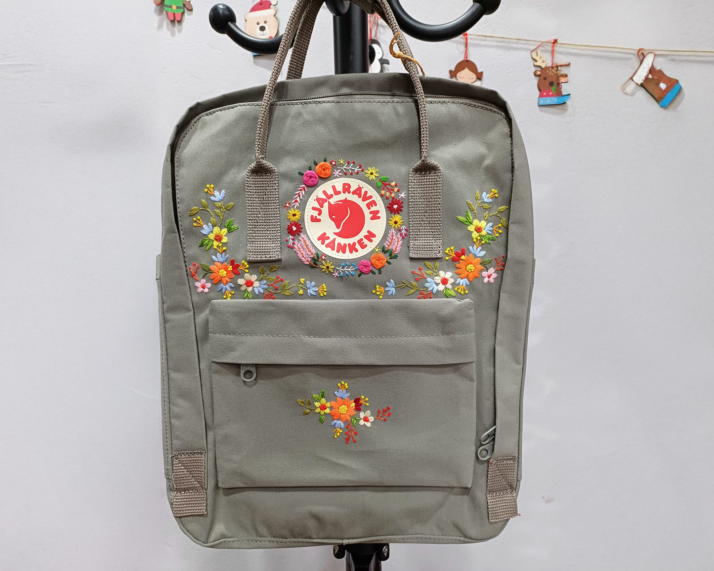 Custom Kanken Backpack – Vintage Floral Art Embroidery - Personalized Embroidered Backpack - Custom Bag for Women