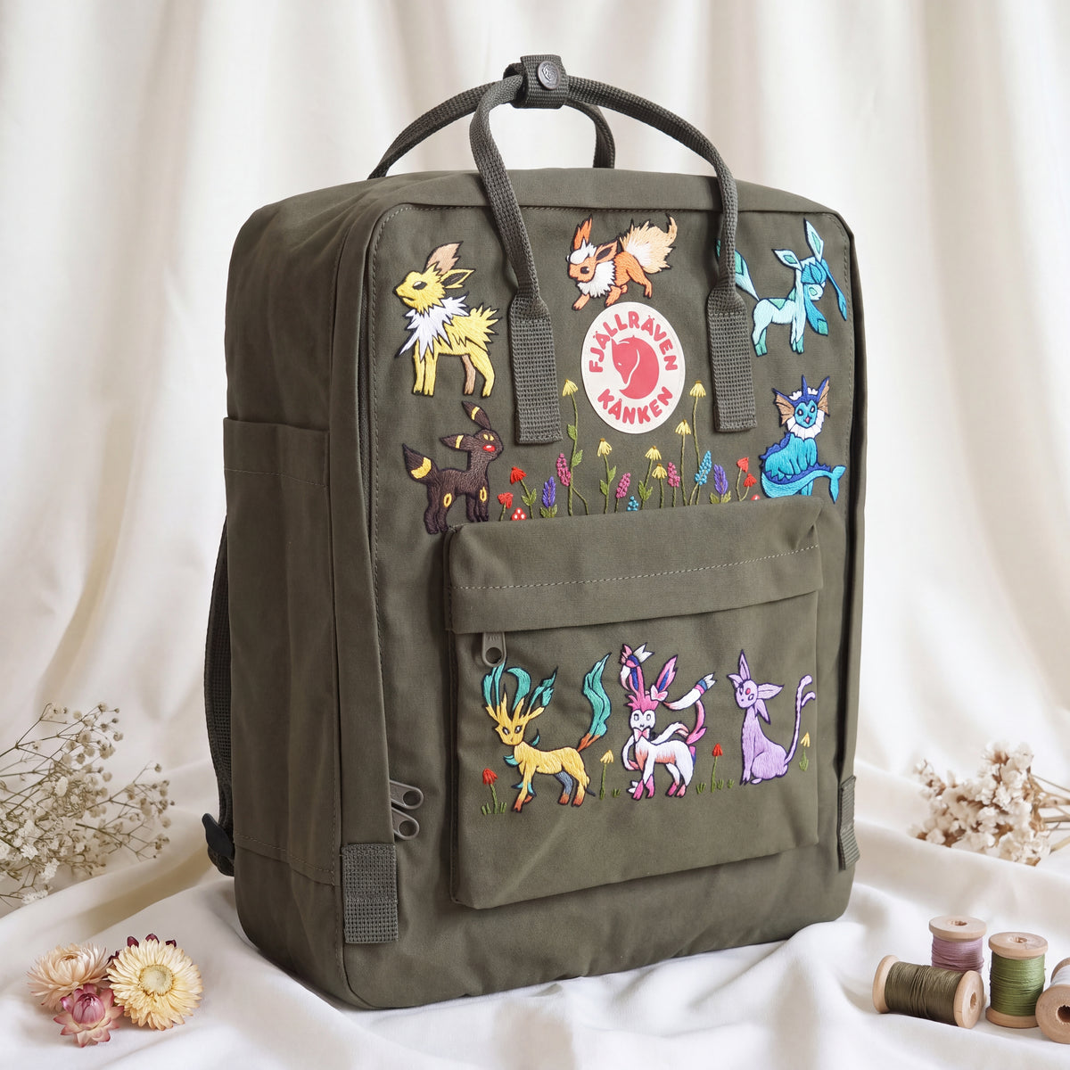 Fjallraven Kanken Hand Embroidered Game Character Backpack | Fantasy Creature Bag | Cute Cartoon Backpack | Unique Gamer Gift