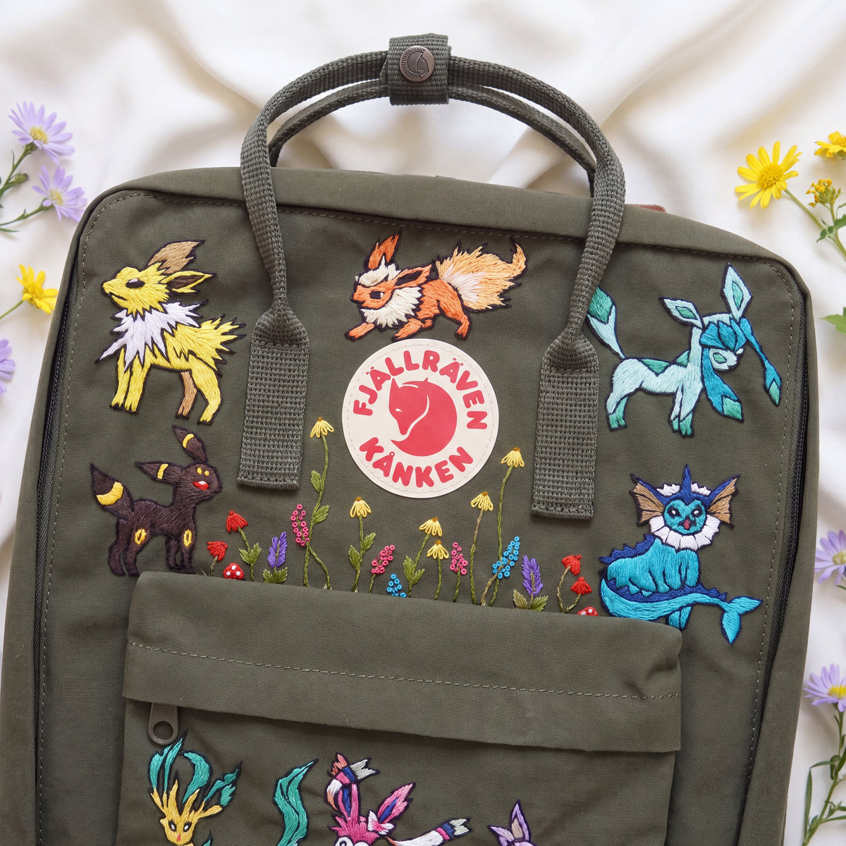 Fjallraven Kanken Hand Embroidered Game Character Backpack | Fantasy Creature Bag | Cute Cartoon Backpack | Unique Gamer Gift