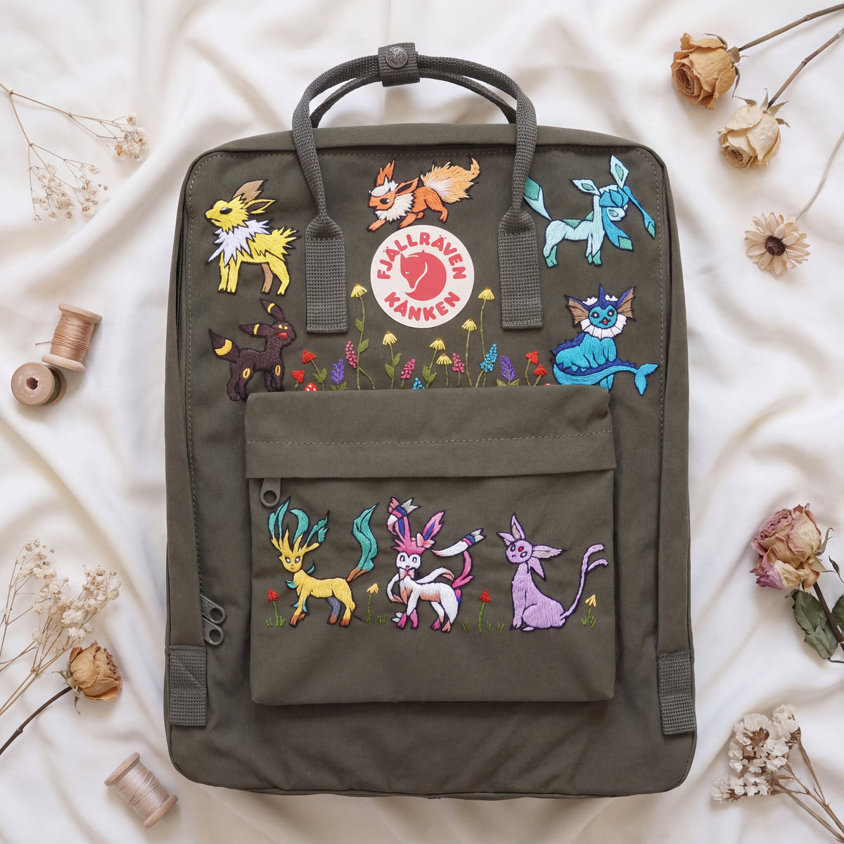 Fjallraven Kanken Hand Embroidered Game Character Backpack | Fantasy Creature Bag | Cute Cartoon Backpack | Unique Gamer Gift
