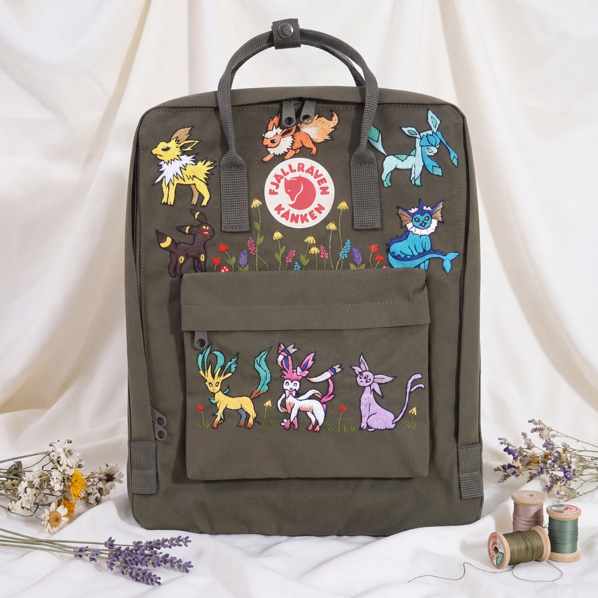 Fjallraven Kanken Hand Embroidered Game Character Backpack | Fantasy Creature Bag | Cute Cartoon Backpack | Unique Gamer Gift