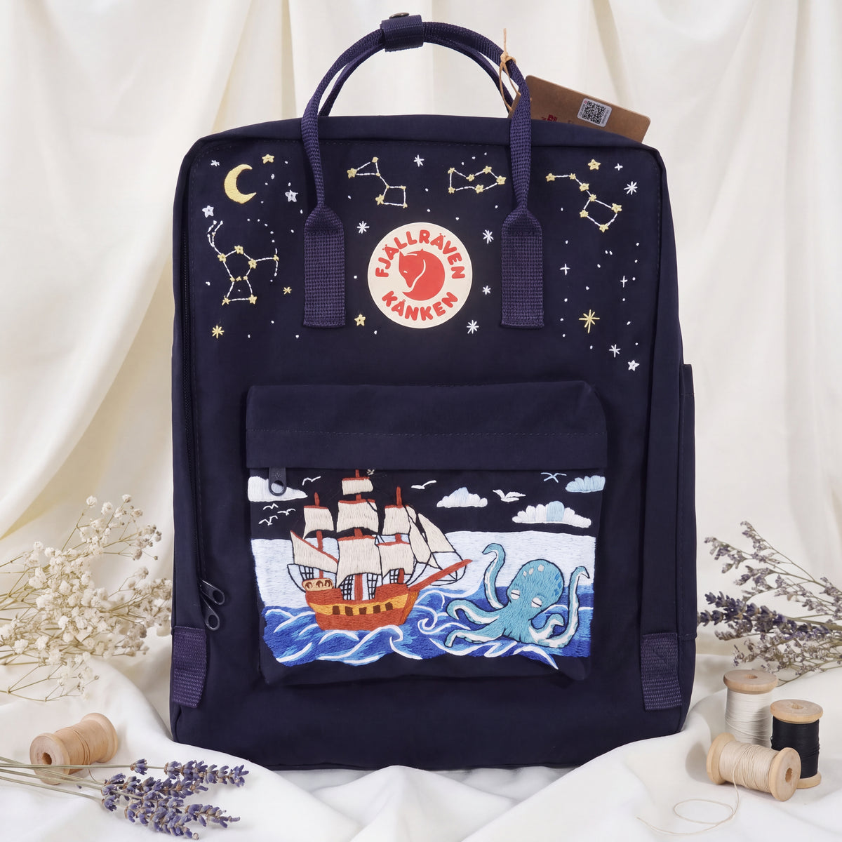 Fjällräven Kanken Regenbogen Bunter Gänseblümchen Bestickter Rucksack