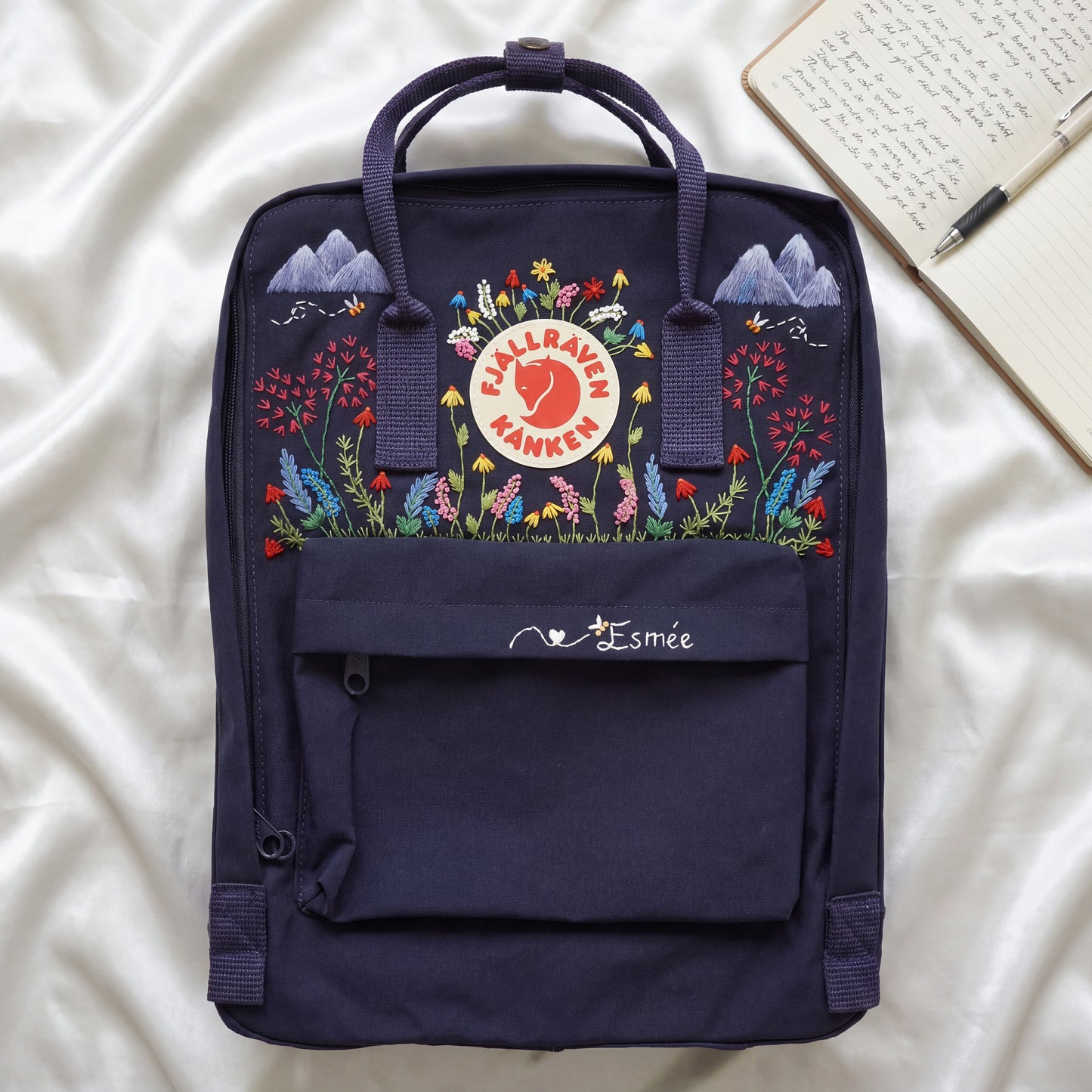 Fjallraven Kanken Embroidered Wildflower Backpack | Custom Name Kanken Bag | Floral Backpack | Personalized School Bag | Mountain Meadow Bag