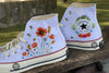  Custom converse Chuck Taylor embroidered flower and mountains logo 