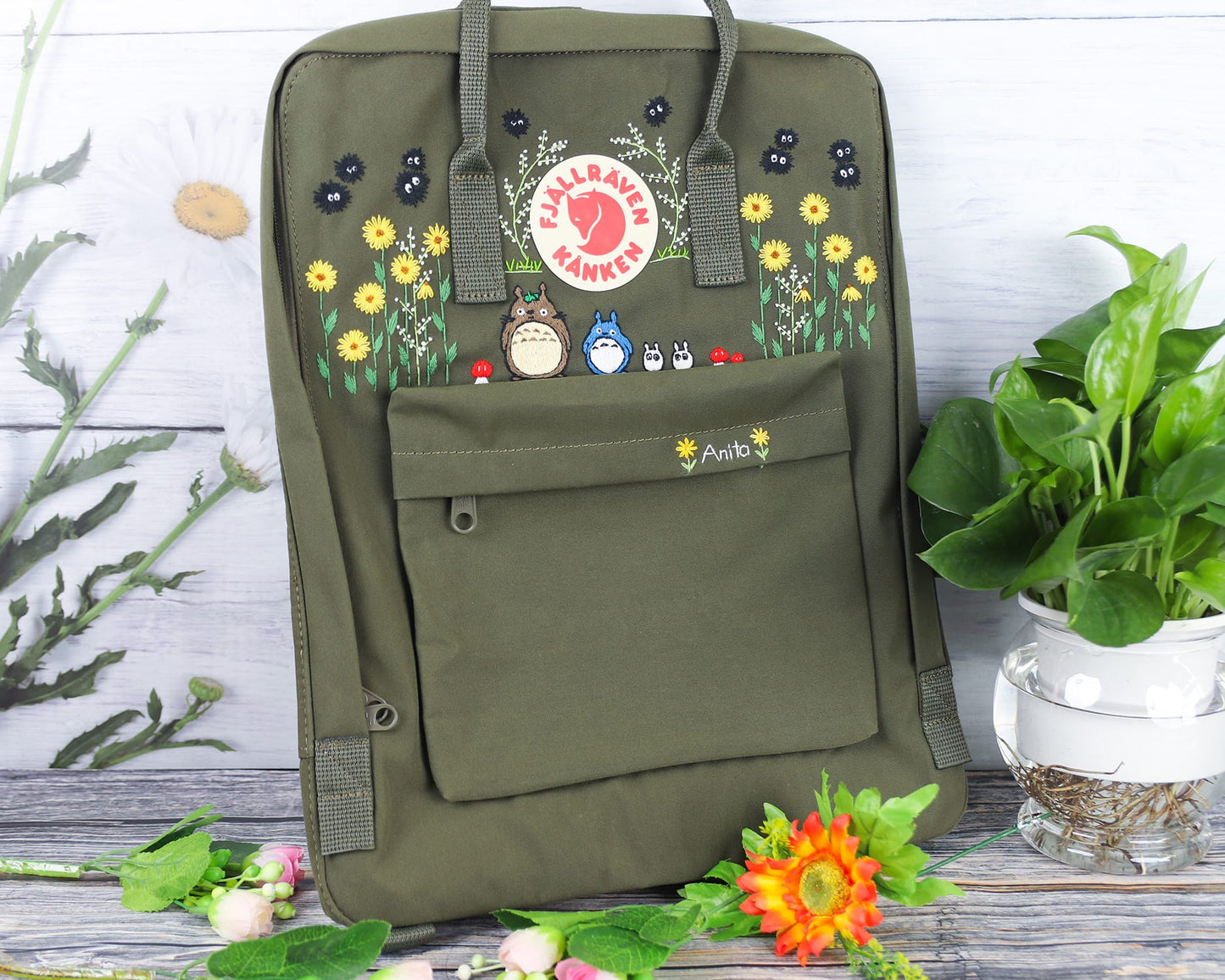 Custom Fjallraven Kanken Backpack – Anime, Cartoon & Fictional Character Embroidery - Personalized Embroidered Backpack - Custom Bag for Women