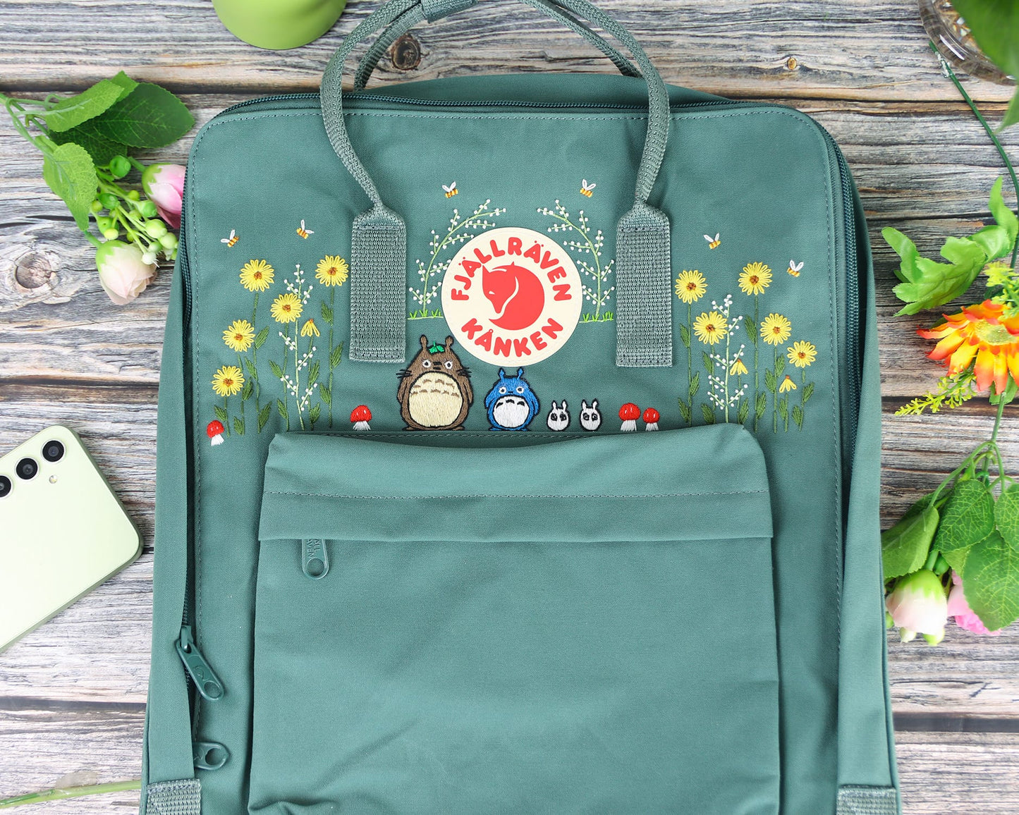 Fjallraven Kanken with Custom Anime-Inspired Embroidery - Personalized Embroidered Backpack - Custom Bag for Women