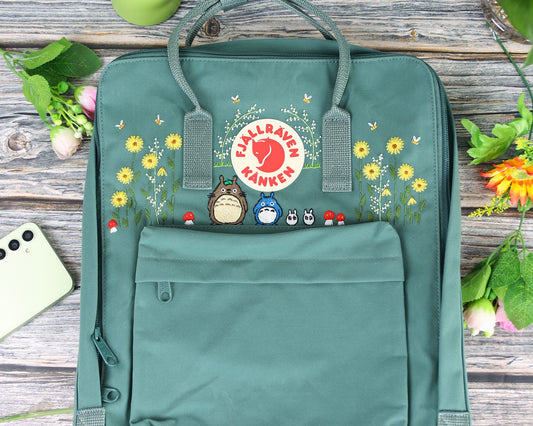 Fjallraven Kanken with Custom Anime-Inspired Embroidery - Personalized Embroidered Backpack - Custom Bag for Women
