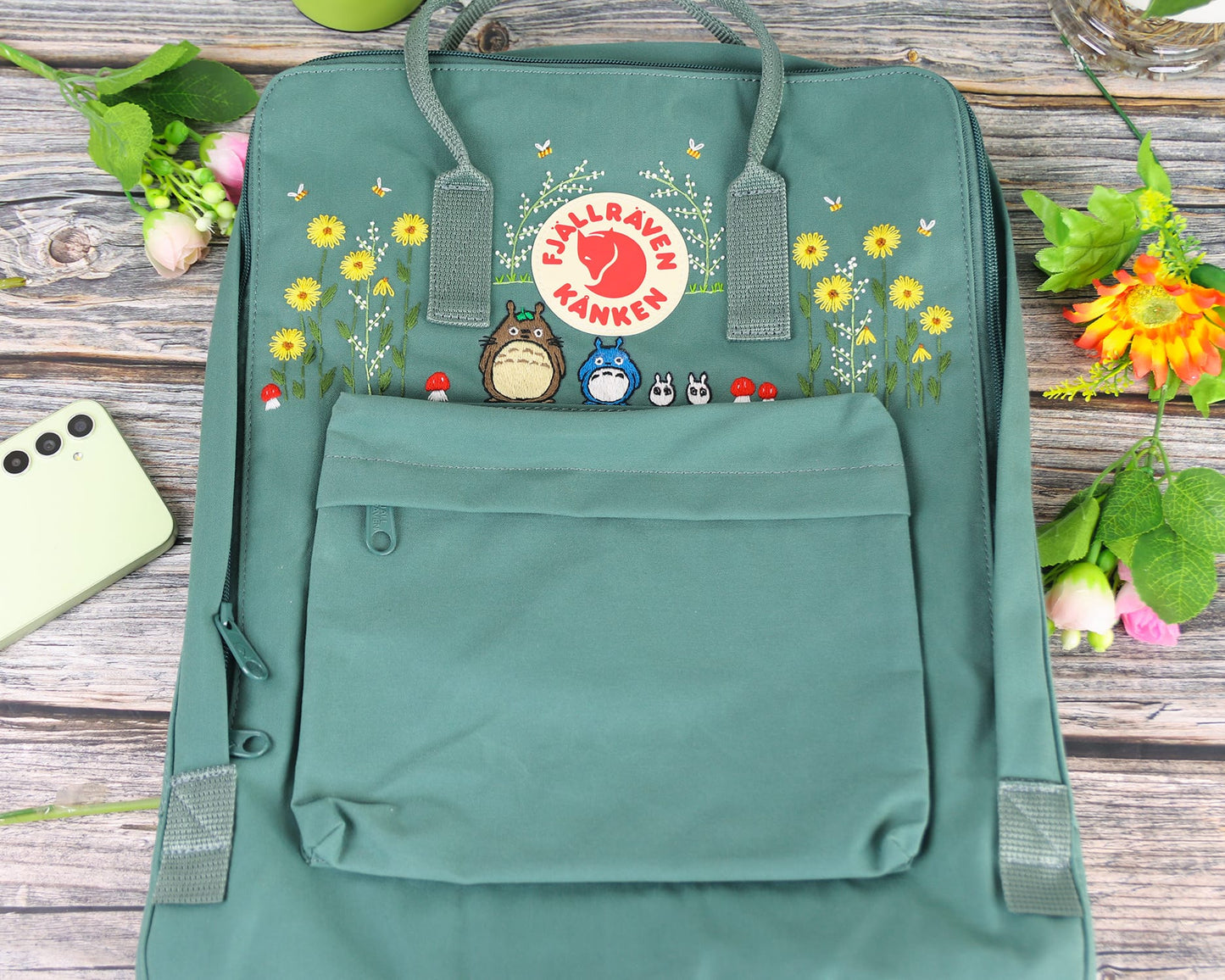 Fjallraven Kanken with Custom Anime-Inspired Embroidery - Personalized Embroidered Backpack - Custom Bag for Women