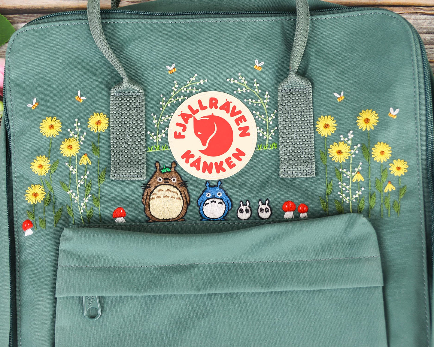 Fjallraven Kanken with Custom Anime-Inspired Embroidery - Personalized Embroidered Backpack - Custom Bag for Women