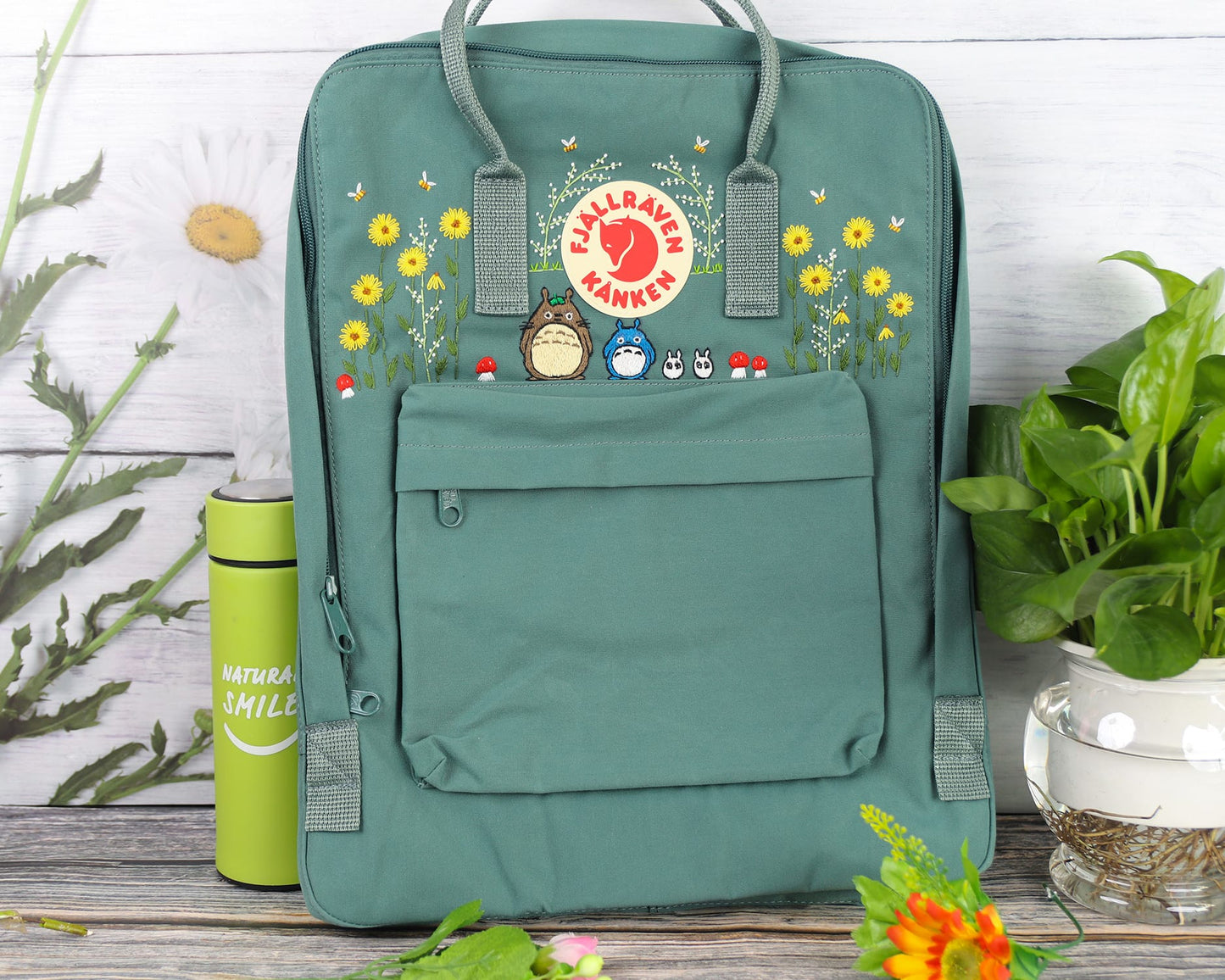 Fjallraven Kanken with Custom Anime-Inspired Embroidery - Personalized Embroidered Backpack - Custom Bag for Women