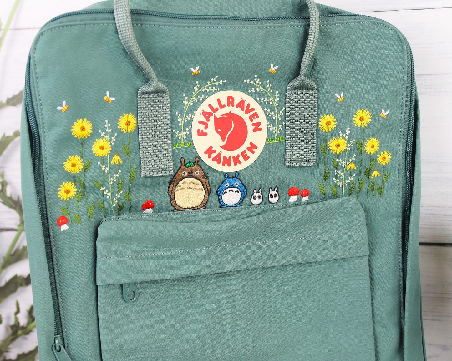 Fjallraven Kanken with Custom Anime-Inspired Embroidery - Personalized Embroidered Backpack - Custom Bag for Women
