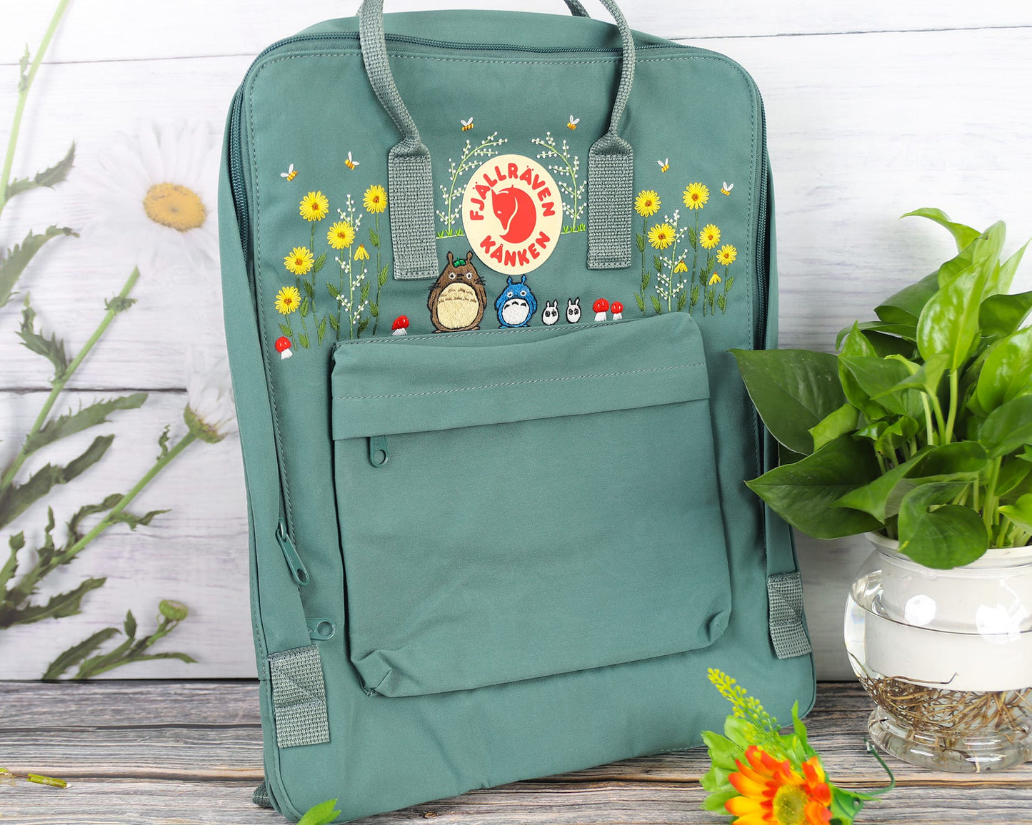 Fjallraven Kanken with Custom Anime-Inspired Embroidery - Personalized Embroidered Backpack - Custom Bag for Women