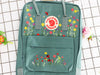  Fjallraven kanken backpack embroidered with ladybugs and colorful flowers 