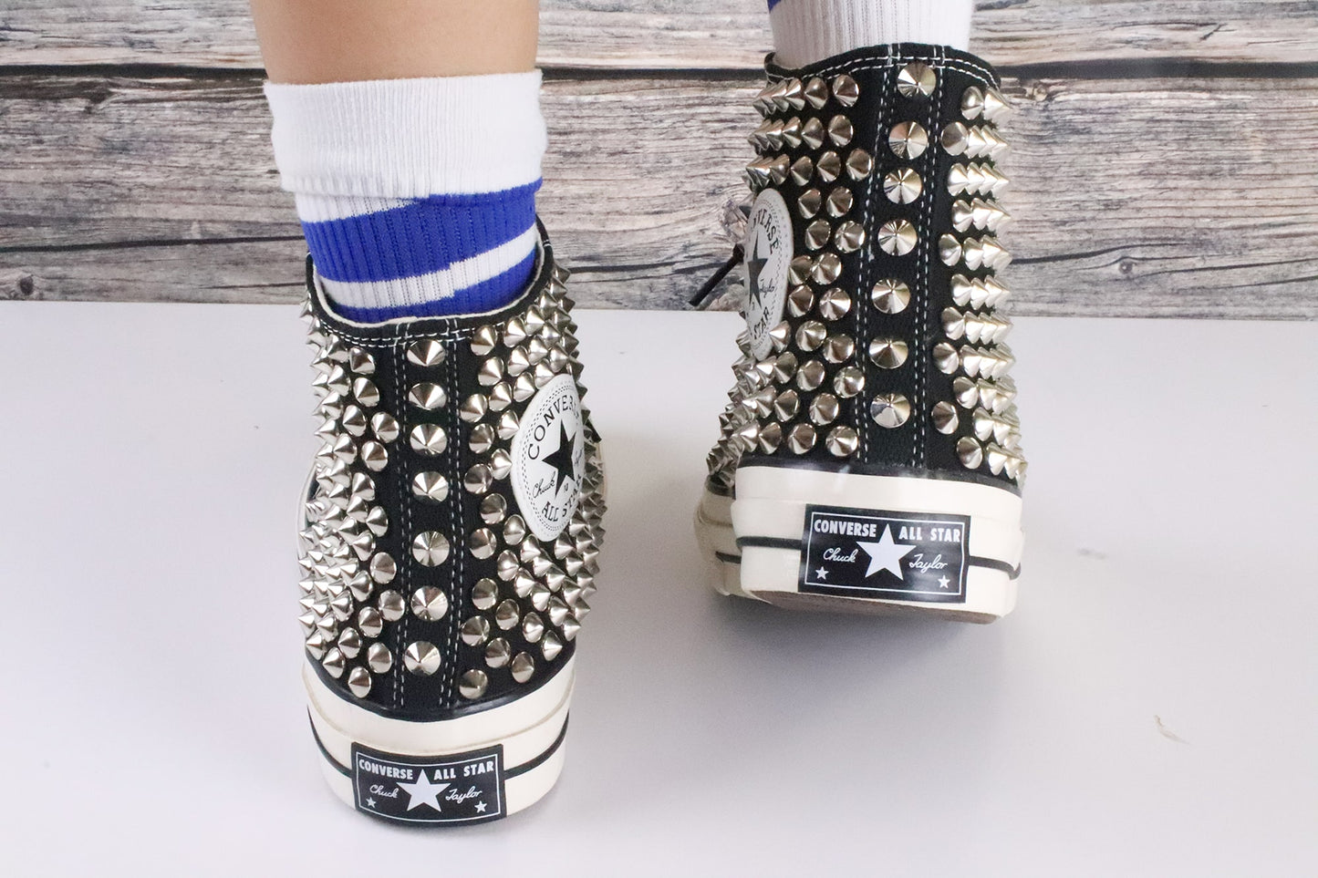 Black studded converse high tops/ Studded Converse Shoes black High Top/ Studded Sneakers men's