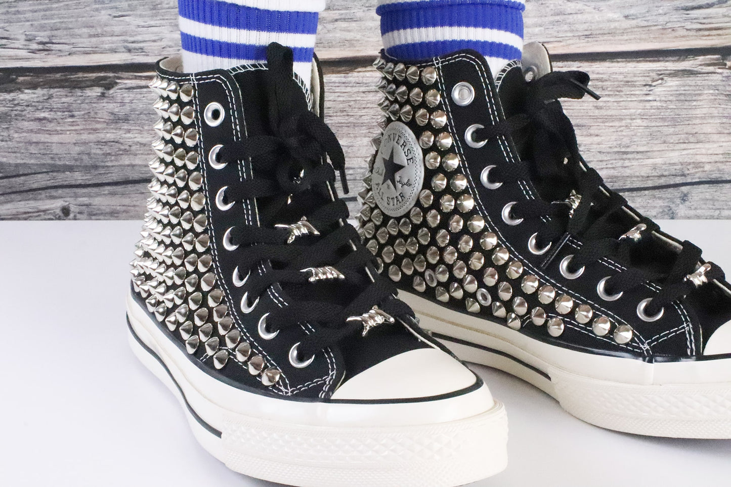 Black studded converse high tops/ Studded Converse Shoes black High Top/ Studded Sneakers men's