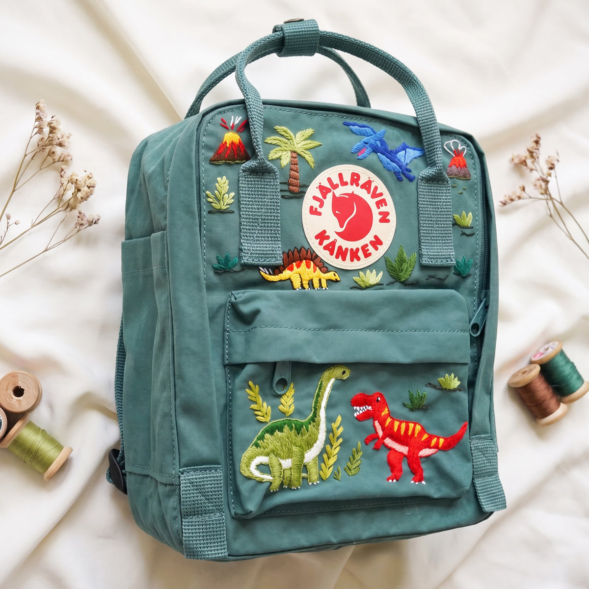 Fjällräven Kanken Regenbogen Bunter Gänseblümchen Bestickter Rucksack
