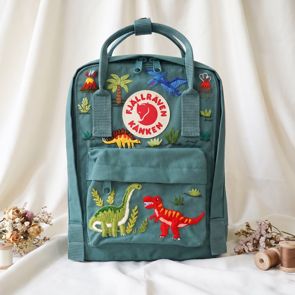 Fjällräven Kanken Regenbogen Bunter Gänseblümchen Bestickter Rucksack