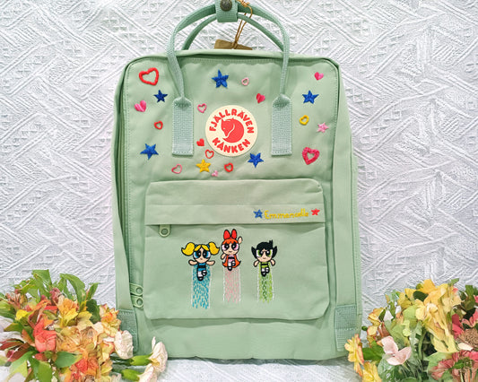 Embroidered Fjallraven Kanken – Anime & Cartoon Characters - Personalized Embroidered Backpack - Custom Bag for Women