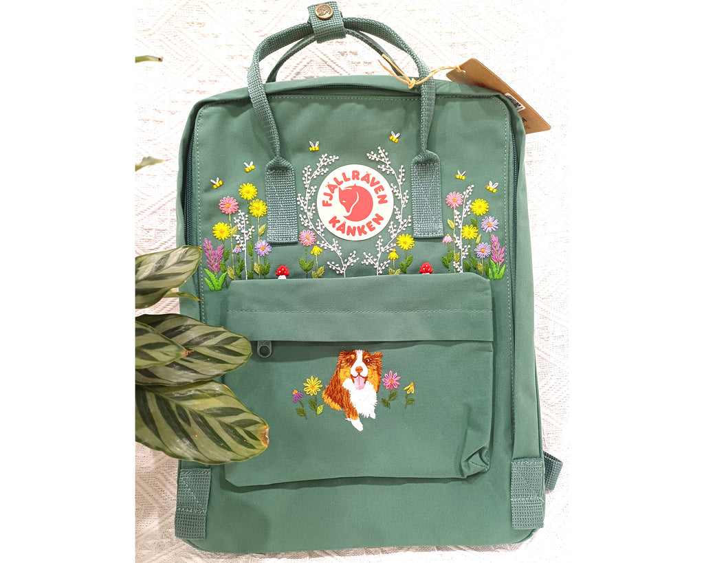  Custom Fjallraven Kanken Backpack – Dog Embroidery Design - Personalized Embroidered Backpack - Custom Bag for Women 