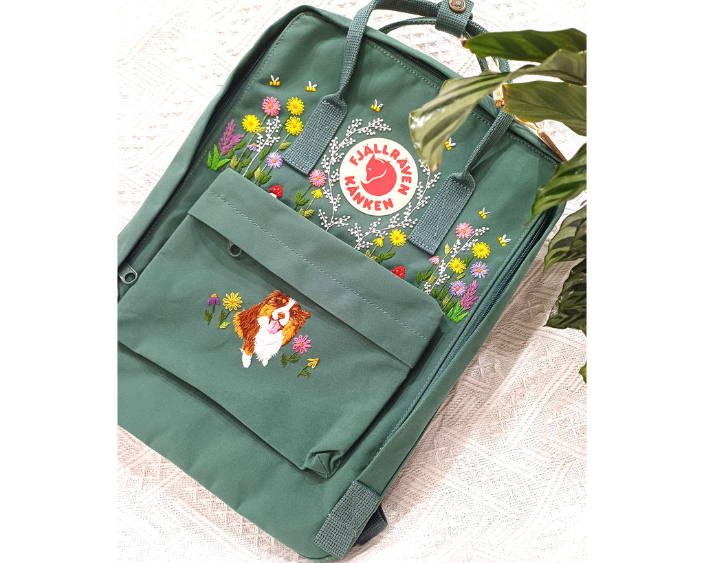  Custom Fjallraven Kanken Backpack – Dog Embroidery Design - Personalized Embroidered Backpack - Custom Bag for Women 