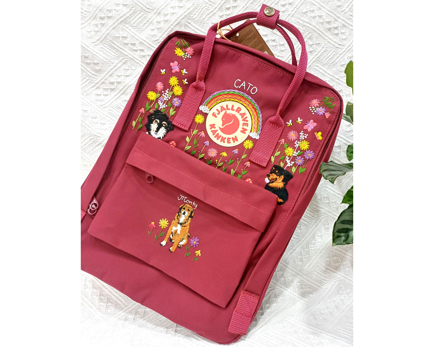 Personalized Fjallraven Kanken Backpack with Dog Embroidery - Personalized Embroidered Backpack - Custom Bag for Women