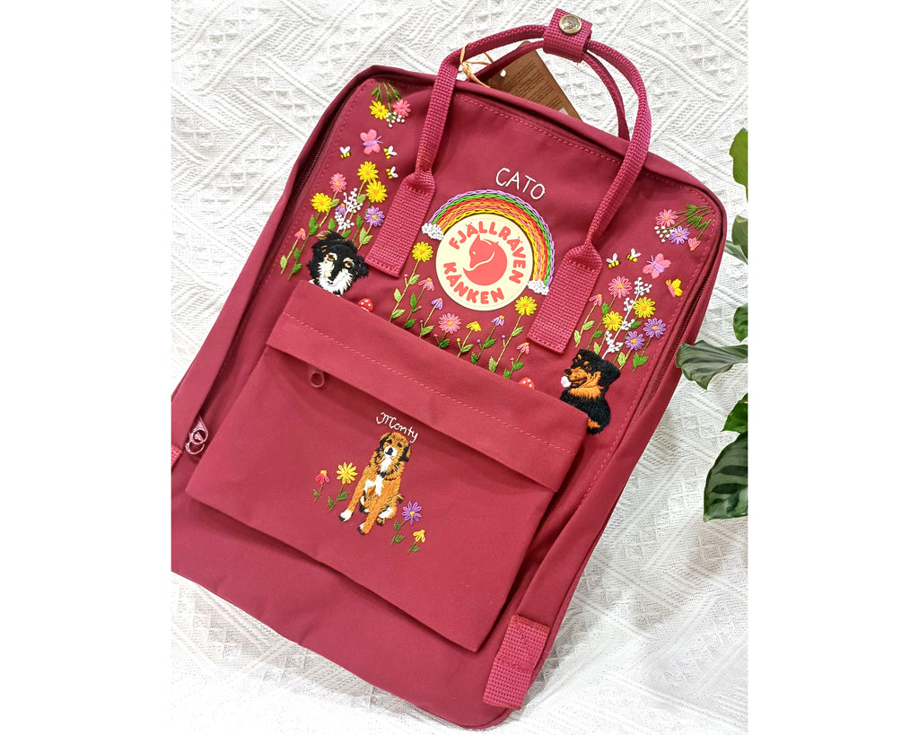  Personalized Fjallraven Kanken Backpack with Dog Embroidery - Personalized Embroidered Backpack - Custom Bag for Women 