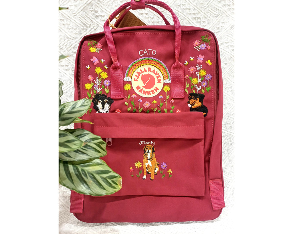  Personalized Fjallraven Kanken Backpack with Dog Embroidery - Personalized Embroidered Backpack - Custom Bag for Women 