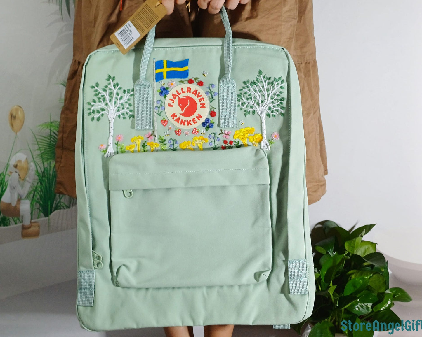 Custom Fjallraven Kanken Backpack – Swedish Summer Garden Design - Personalized Embroidered Backpack - Custom Bag for Women