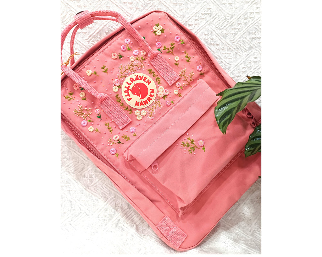  Embroidered Fjallraven Kanken – Adorable Rose Garden Design - Personalized Embroidered Backpack - Custom Bag for Women 