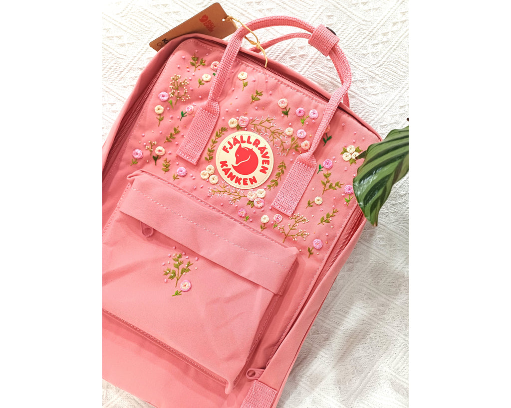  Embroidered Fjallraven Kanken – Adorable Rose Garden Design - Personalized Embroidered Backpack - Custom Bag for Women 
