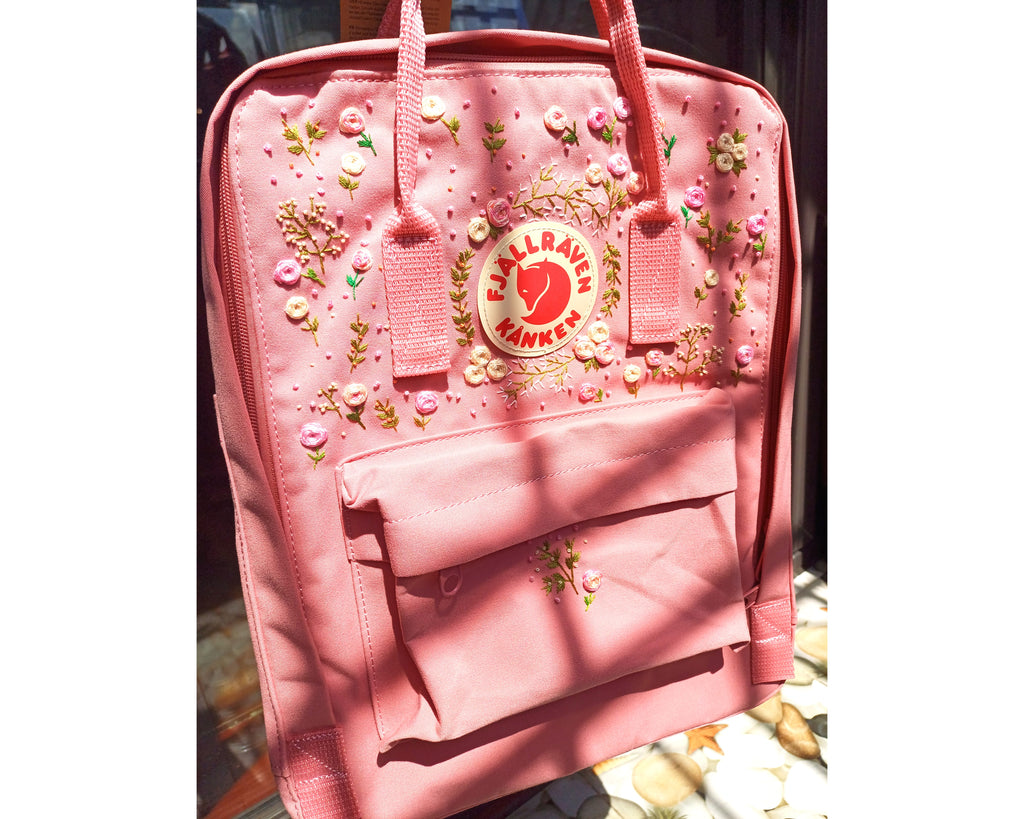  Embroidered Fjallraven Kanken – Adorable Rose Garden Design - Personalized Embroidered Backpack - Custom Bag for Women 
