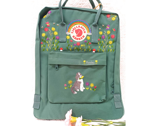 Fjallraven Kanken Backpack embroidered embroidered with pets, puppies, and customized dogs - Personalized Embroidered Backpack - Custom Bag for Women