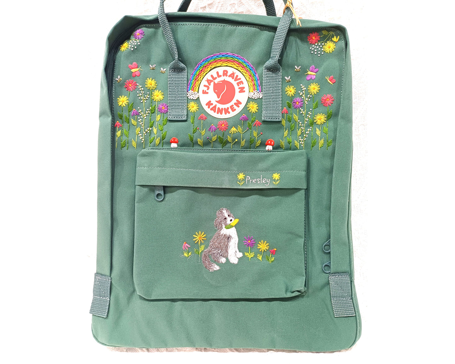 Fjallraven Kanken Backpack embroidered embroidered with pets, puppies, and customized dogs - Personalized Embroidered Backpack - Custom Bag for Women