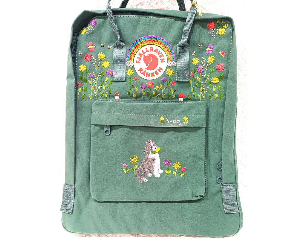  Fjallraven Kanken Backpack embroidered embroidered with pets, puppies, and customized dogs - Personalized Embroidered Backpack - Custom Bag for Women 