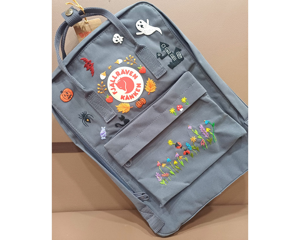  Fjallraven Kanken Backpack with Halloween Theme Embroidery - Personalized Embroidered Backpack - Custom Bag for Women 