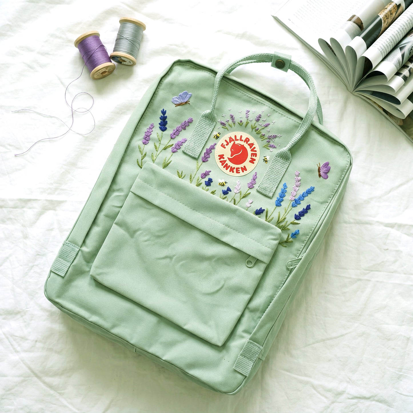 Lavender Field Embroidered Fjallraven Kanken Backpack | Floral Cottagecore Kanken Bag | Cute Aesthetic School Backpack Gift