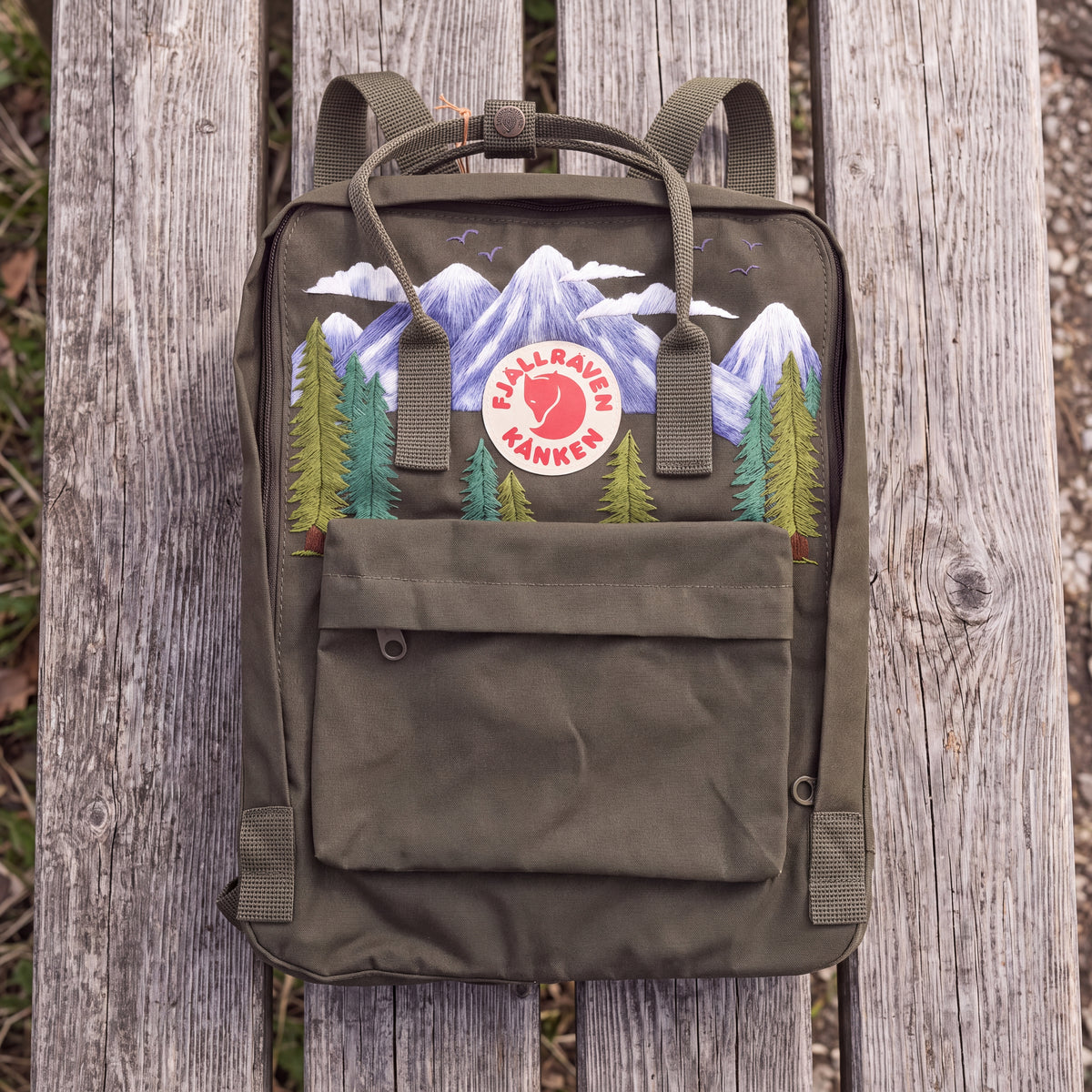 Fjällräven Kanken Regenbogen Bunter Gänseblümchen Bestickter Rucksack
