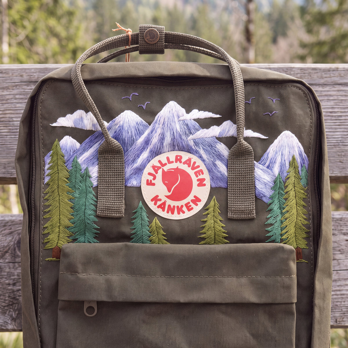 Fjällräven Kanken Regenbogen Bunter Gänseblümchen Bestickter Rucksack