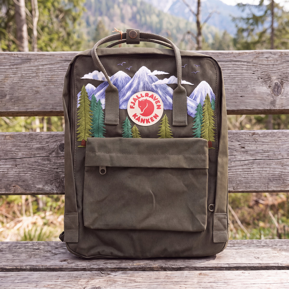 Fjällräven Kanken Regenbogen Bunter Gänseblümchen Bestickter Rucksack