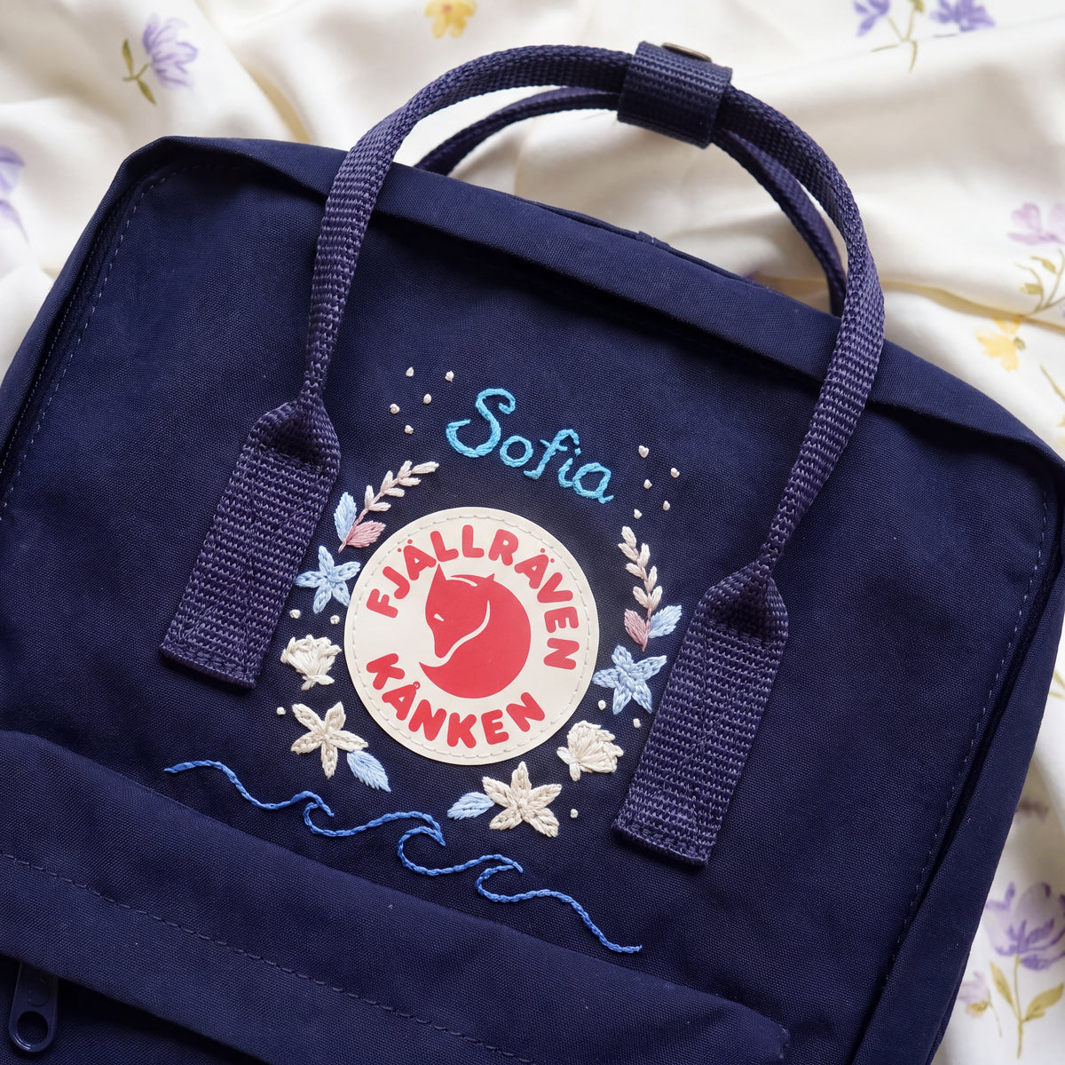 Fjällräven Kanken Regenbogen Bunter Gänseblümchen Bestickter Rucksack
