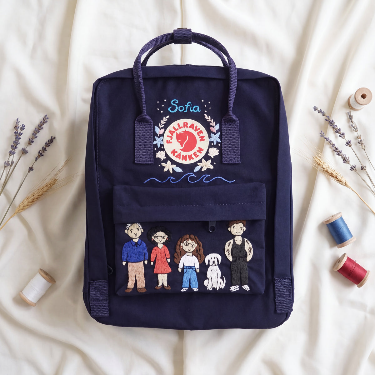 Fjällräven Kanken Regenbogen Bunter Gänseblümchen Bestickter Rucksack