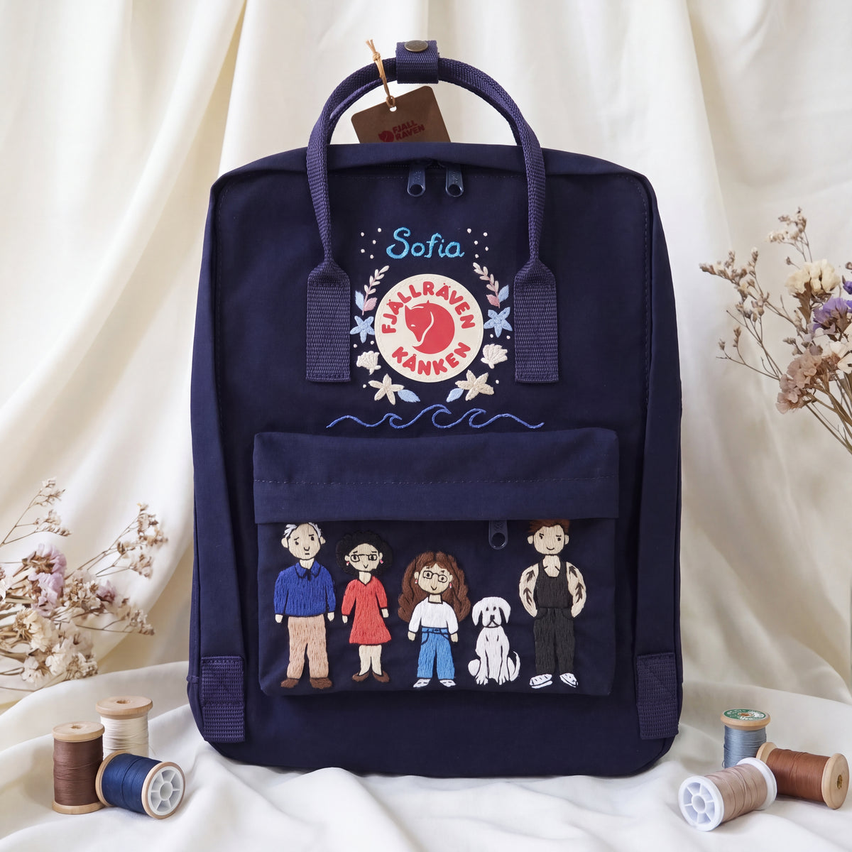 Fjällräven Kanken Regenbogen Bunter Gänseblümchen Bestickter Rucksack