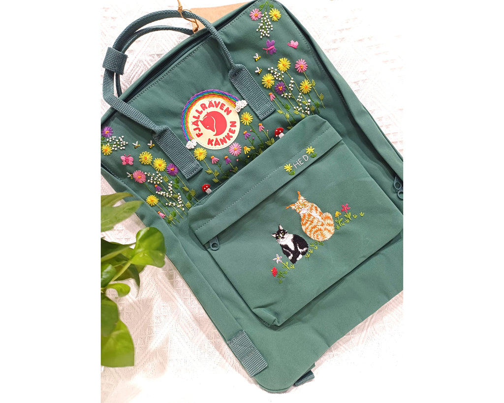  Personalized Fjallraven Kanken Backpack with Cats and Pet Embroidery - Personalized Embroidered Backpack - Custom Bag for Women 