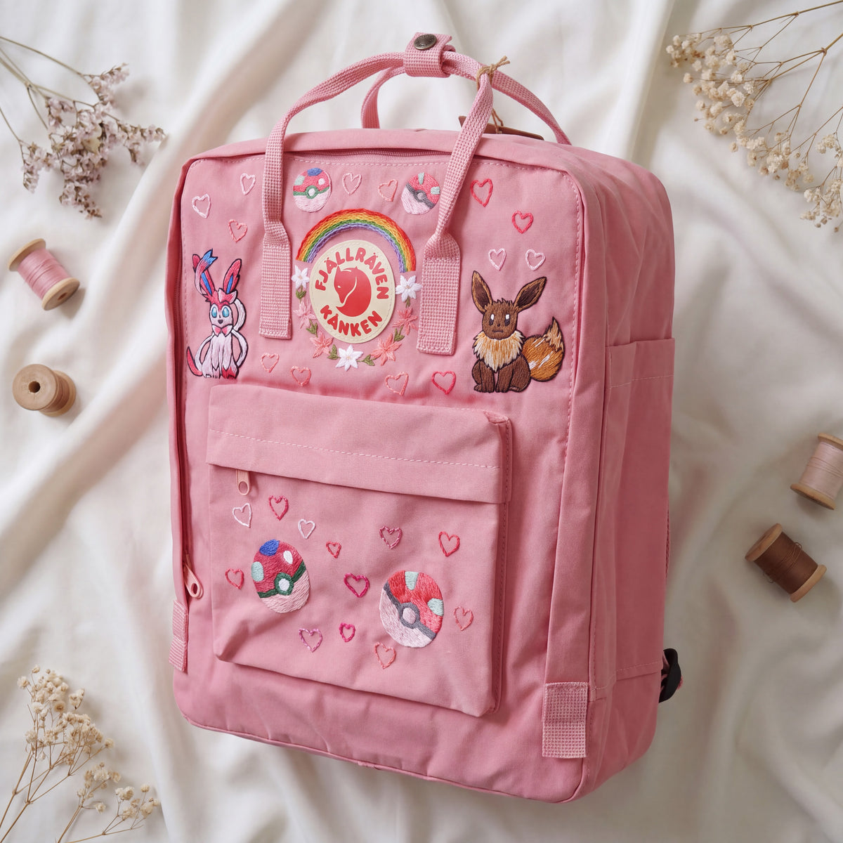 Fjällräven Kanken Regenbogen Bunter Gänseblümchen Bestickter Rucksack