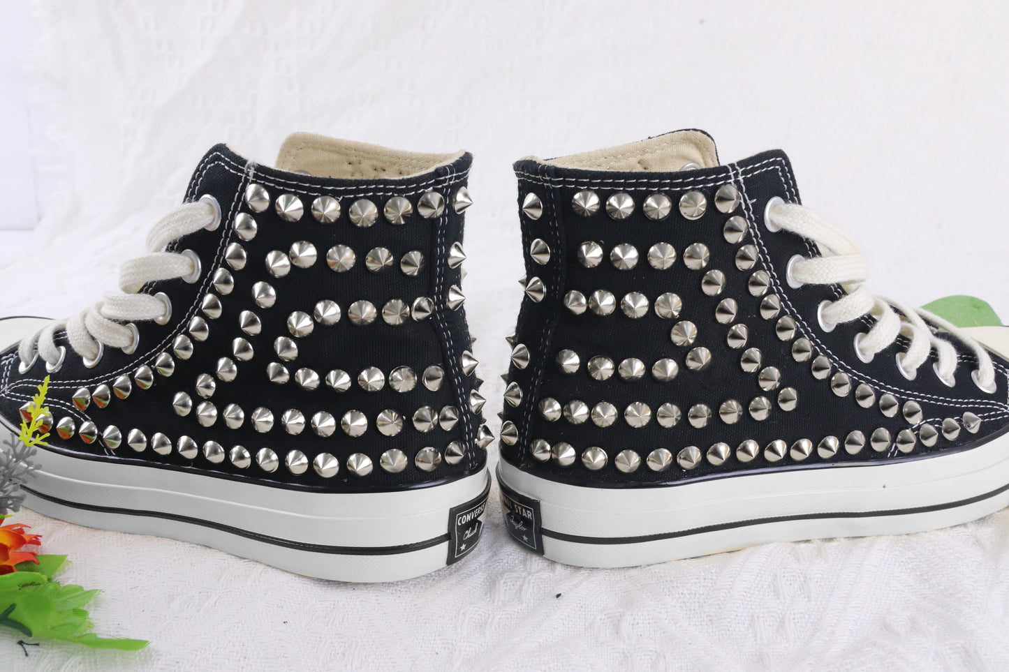 Women's Black Studded Sneakers