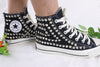  Women's Black Studded Sneakers 