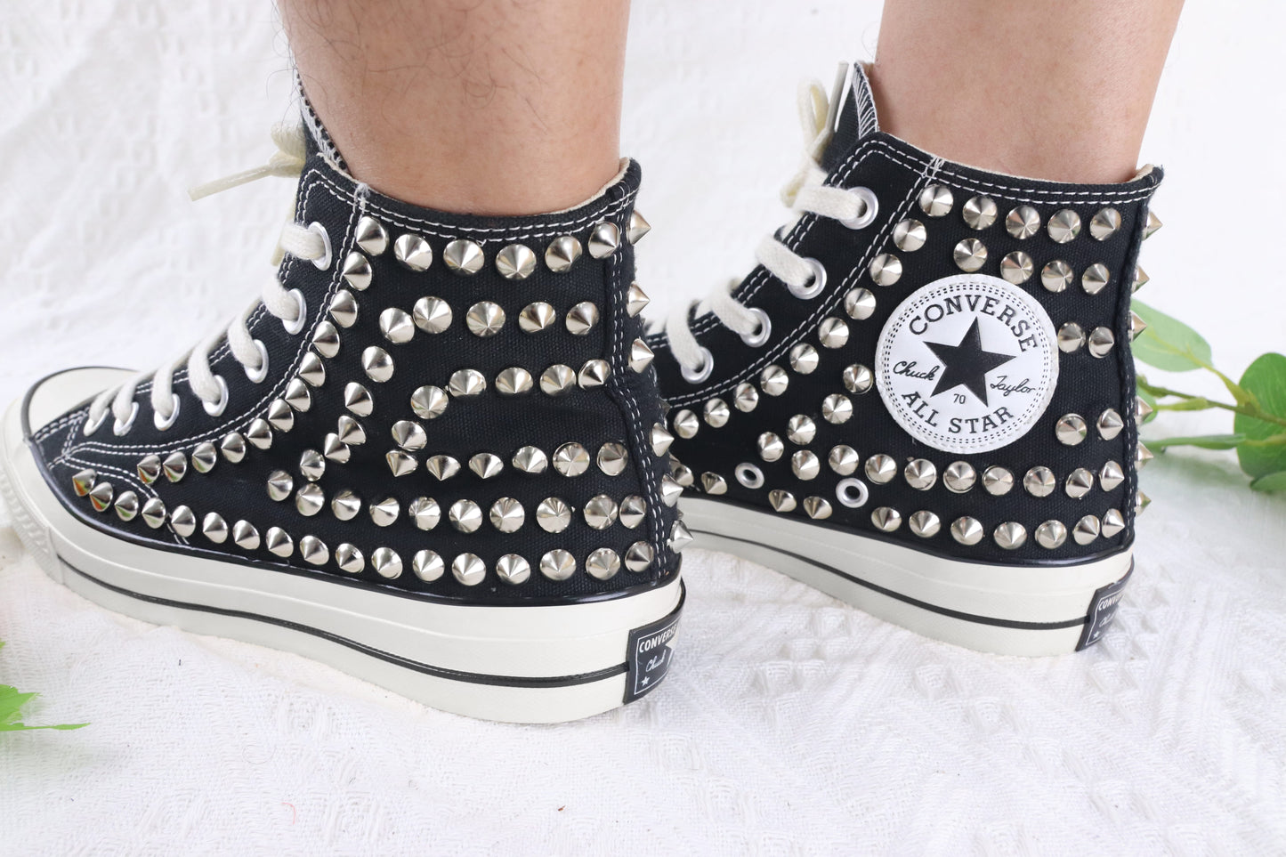 Women's Black Studded Sneakers
