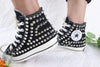  Women's Black Studded Sneakers 