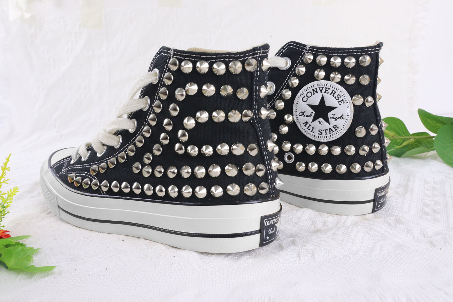 Women's Black Studded Sneakers